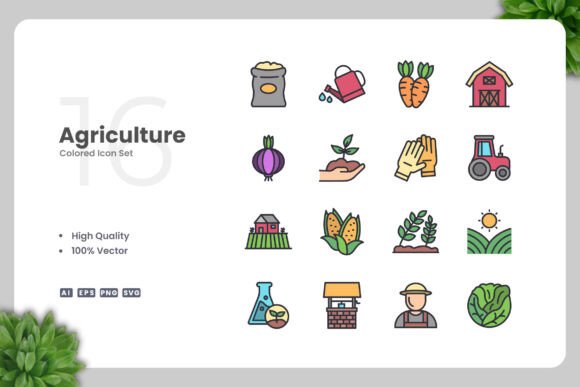 Agriculture Color Icons for Creative Projects