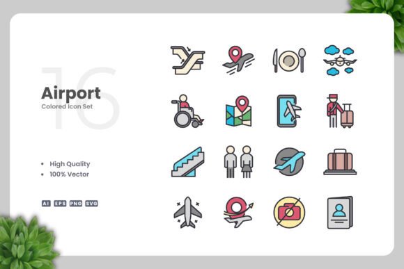 Airport Color Icons for Every Need