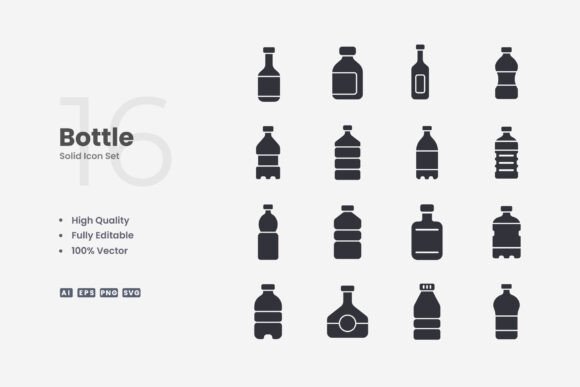 Bottle Solid Icons: A Versatile Design Tool for Every Project