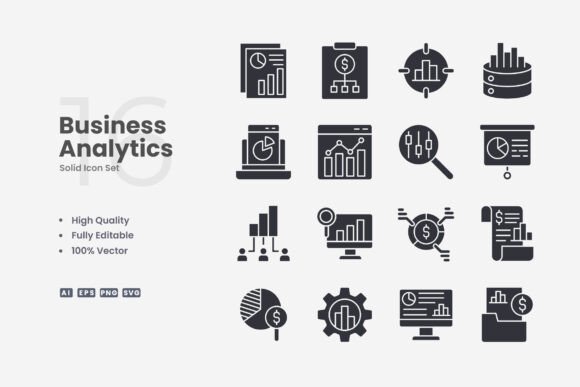 Business Analytics Solid Icons: A Professional Resource for Visual Communication