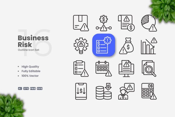 Business Risk Icons for Streamlined Workflow and Visual Clarity