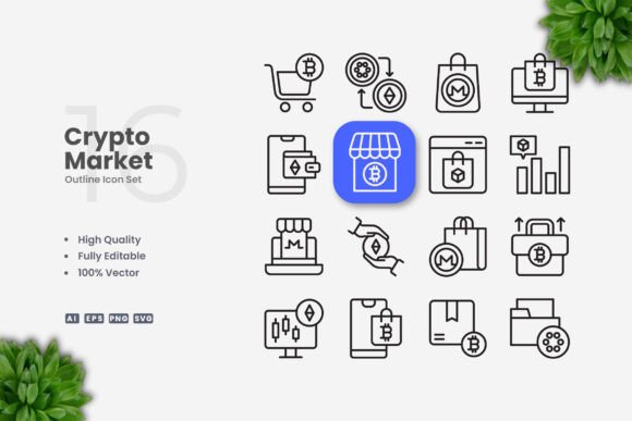 Crypto Market Icons for Modern Design Projects