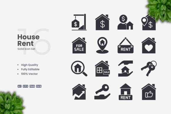 House Rent Solid Icons: A Versatile Design Resource for Modern Projects