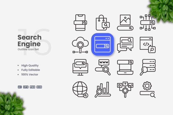 Search Engine Icons for Streamlined Digital Workflows