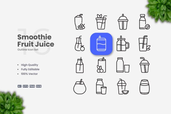 Smoothie Fruit Juice Icons for Creative Projects
