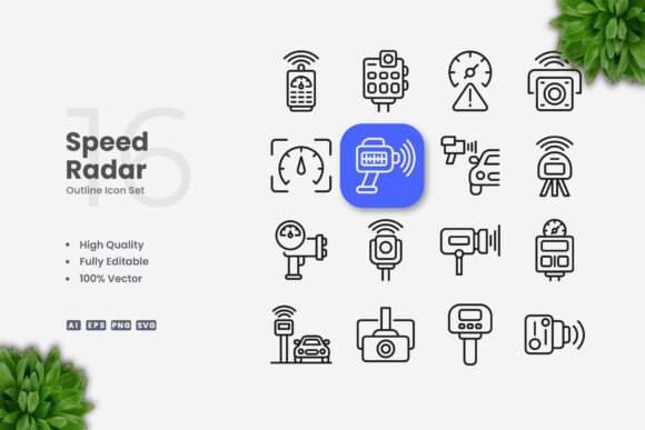 Speed Radar Icons: Simple and Clean Design for Every Project