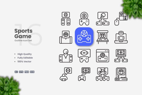 Sports Game Icons for Versatile Digital and Print Applications