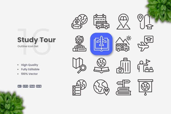 Study Tour Icons: Simple, Clean, and Versatile