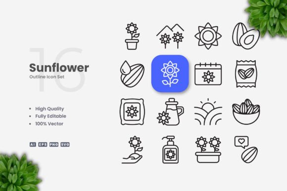 Sunflower Icons: Simple, Clean, and Perfect for Every Project