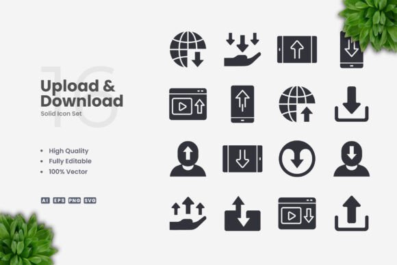 Upload and Download Solid Icons