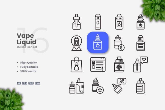 Vape Liquid Icons for Modern Design Projects