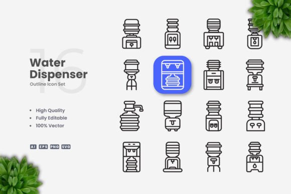 Water Dispenser Icons for Modern Design Projects