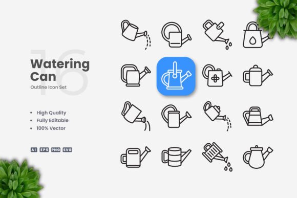 Watering Can Icons: Simple and Clean Design for Every Project