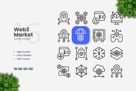 Web3 Market Icons: Simple and Clean Design for Modern Use