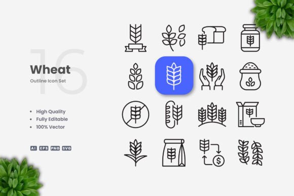 Wheat Icons: Simple and Clean Design for Every Project