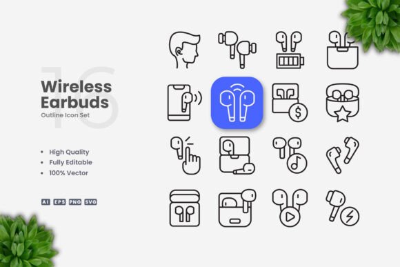 Wireless Earbuds Icons for Modern Design Needs