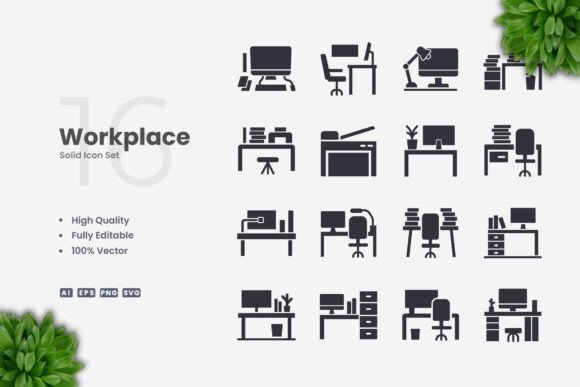 Workplace Solid Icons: A Versatile Design Tool for Modern Creatives